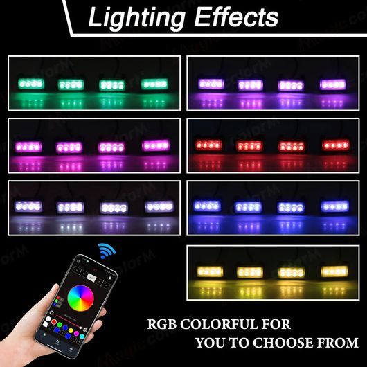 4ピース RGB グリル ライト 適用: ジープ/JEEP ラングラー JL JLU 2018 2019-2025 フロント グリッド 2018-2023・2024-2025 SR-DD-3758_4