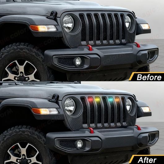 4ピース RGB グリル ライト 適用: ジープ/JEEP ラングラー JL JLU 2018 2019-2025 フロント グリッド 2018-2023・2024-2025 SR-DD-3758_6