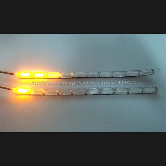 2ピース 防水 フレキシブル ユニバーサル LED DRL レッド イエロー・ホワイト イエロー 43cm 14LED AL-MM-8566 AL_8