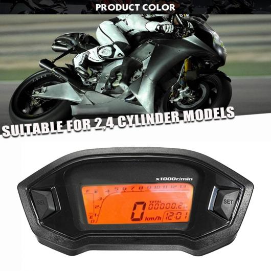 ユニバーサル オートバイ LCD デジタル スピードメーター 13000 RPM バックライト タコメーター 適用: 2-4 シリンダー メーター タイプC AL-KK-4925 2輪 AL