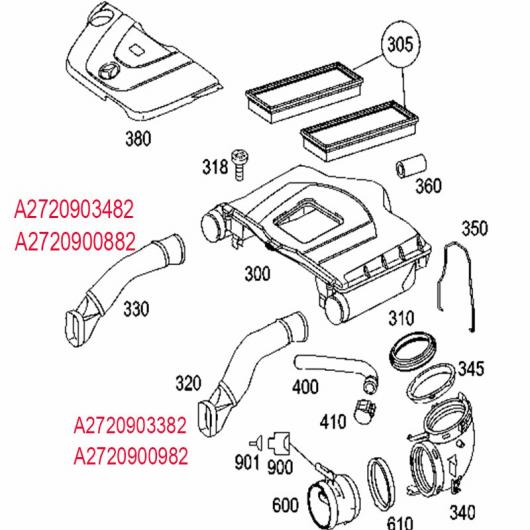 A2720900882 A2720900982 2720903382 2720903482 ダクト ホース 適用: メルセデス・ベンツ S280/300/350/400 1セット AL NN 7038 AL :504504530:オートパーツエージェンシー 4号店