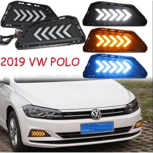 バンパー ヘッドライト 適用: ポロ-プラス デイタイム ライト HR-V 1 ホワイト イエロー ブルー VW ポロ 2019-2020 プラス AL-OO-0004 AL