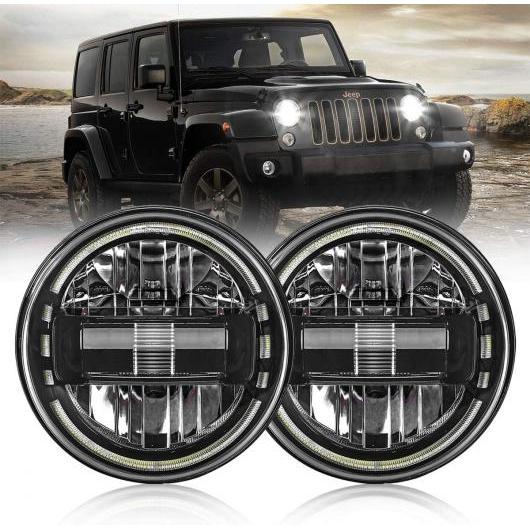 7インチ LED ヘッドライト 適用: ラーダ/LADA ニーヴァ 4×4 H4 ハイ ロー ビーム 2ピース ブラック・2ピース シルバー AL-OO-0859 AL_1
