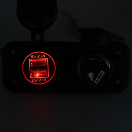 5V 4.2A 電圧計 デュアル USB ポート 防水 IP65 ブラック マリン LED ロッカー スイッチ パネル シガーソケット レッド AL-RR-5240 AL｜apagency4