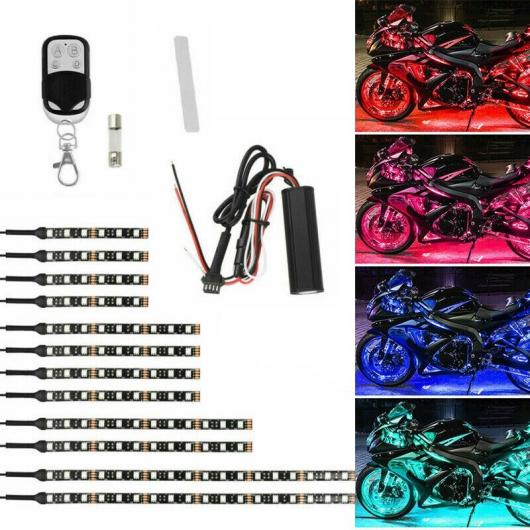 16X オートバイ RGB LED 防水 アンダー ライト ストリップ ネオン キット APP/リモート タイプC AL-SS-0723 AL