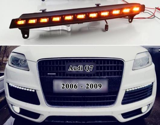 2ピース 適用: アウディ/AUDI Q7 2006 2007 2008 2009 イエロー ターンシグナル 機能 DRL 防水 12V LED デイタイムランニングライト AL-HH-1412 AL