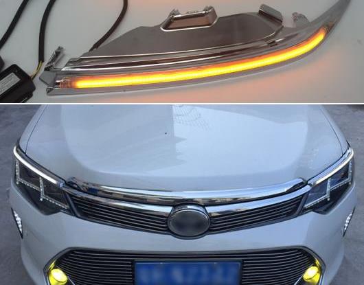 2ピース ヘッドライト アイブロー 装飾 イエロー ターンシグナル DRL LED デイタイムランニングライト 適用: トヨタ カムリ 2015 2016 2017 AL-HH-1538 AL