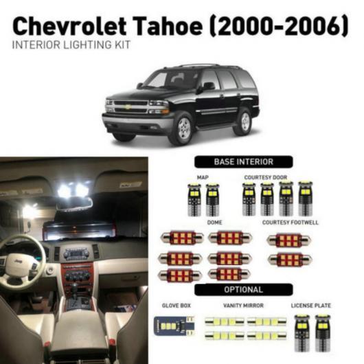 車用 内装 LED ライト 適用: 2000-2006 シボレー/CHEVROLET タホ アクセサリー パッケージ キット 21 バルブ ホワイト AL-JJ-2041 AL｜apagency4