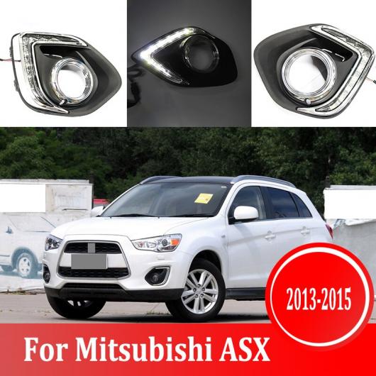 2ピース DRL ライト ランプ 適用: 三菱 ASX 2013-2015 LED フォグランプ 6000K ホワイト ターン イエロー AL-KK-0553 AL