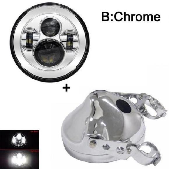 7 ヘッドライト オートバイ 7インチ LED ヘッドライト バケツ トリム リング 適用: ソフテイル ダイナ 40W クローム 1セット AL-KK-2644 2輪 AL