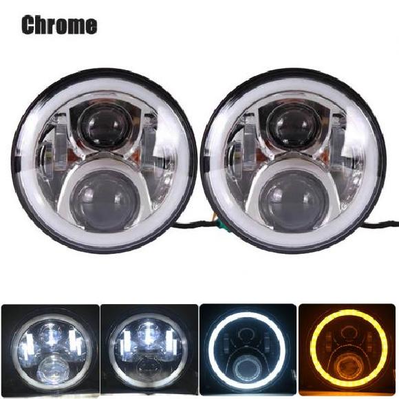 2平和条約 7in LED 前照灯 ラウンド 7in 前照灯 黄み＆白いこと 天使 目玉 LED 2平和条約 前照灯 AL-KK-2834 2輪 AL