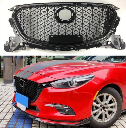 ABS 光沢ブラック フロント バンパー メッシュ グリル トリム カバー 適用: MAZDA3 アクセラ 2017 2018 2019 AL-LL-1297 AL