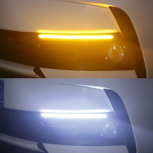 2ピース LED シーケンシャル ウインカー イエロー フロー ランプ デイ タイム ランニング ライト ホワイト-イエロー 23.5cm AL-MM-2117 AL_5