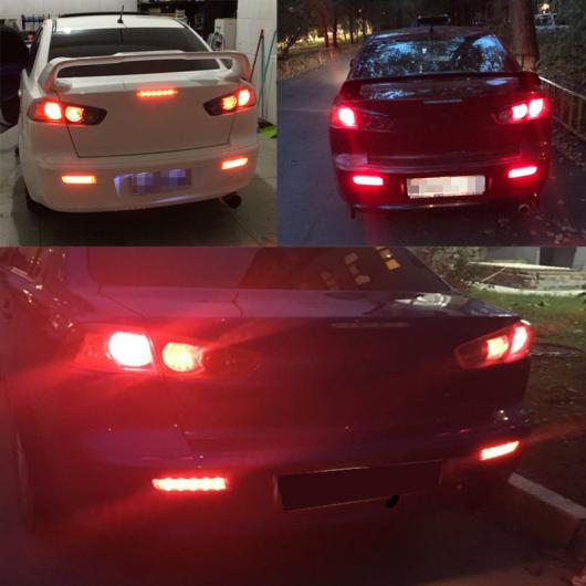 2ピース LED リア バンパー リフレクター ライト レッド ドライビング ブレーキ ストップ フォグ トリム モールディング テール ランプ 適用: AL-MM-2198 AL