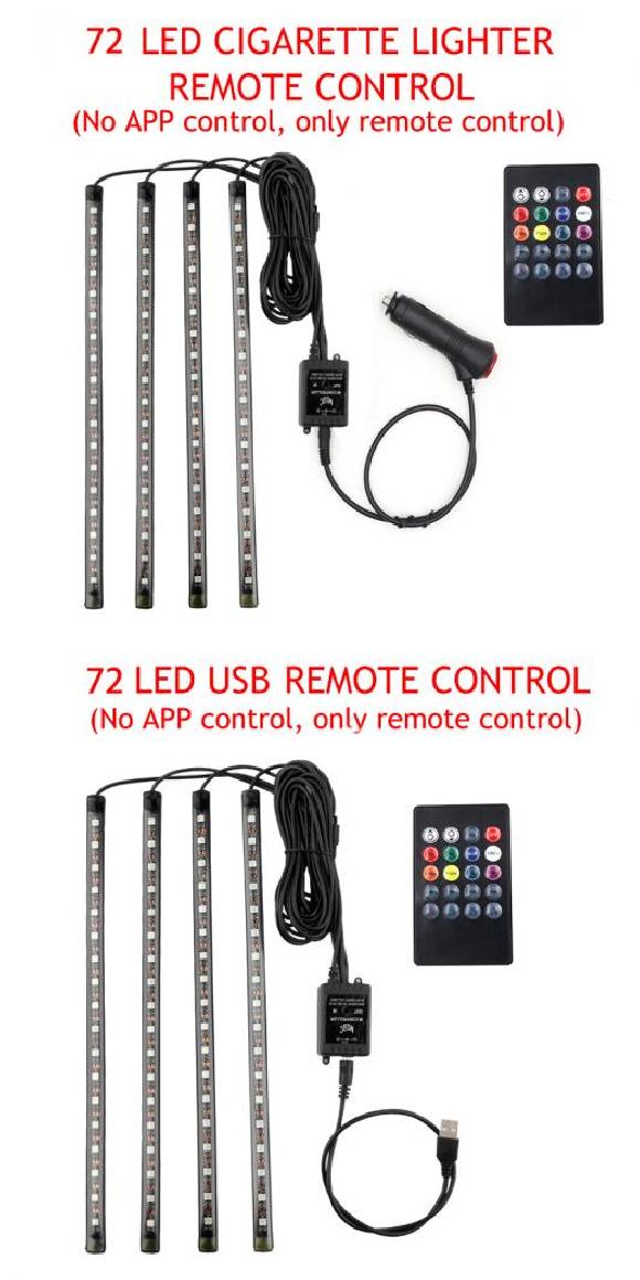 LED フット ライト ランプ USB ワイヤレス リモート ミュージック コントロール マルチ 72 シガーソケット RC・72 USB RC AL MM 2295 AL :504098660:オートパーツエージェンシー 4号店