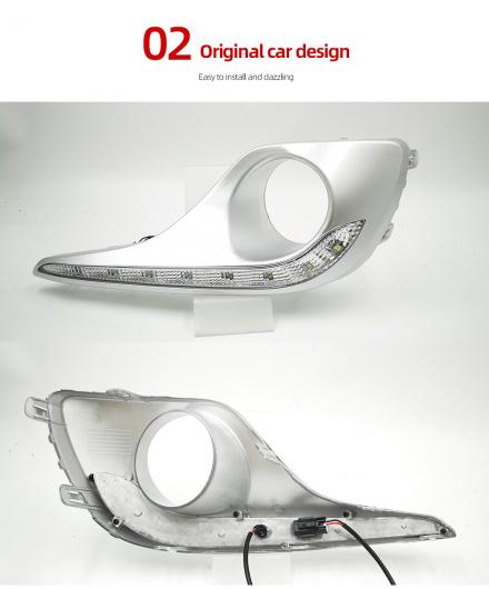2ピース LED デイタイムランニングライト デイライト 適用: トヨタ ハイランダー 2012 2013 2014 イエロー ウインカー 機能 12V DRL ライト AL-MM-5558 AL_1