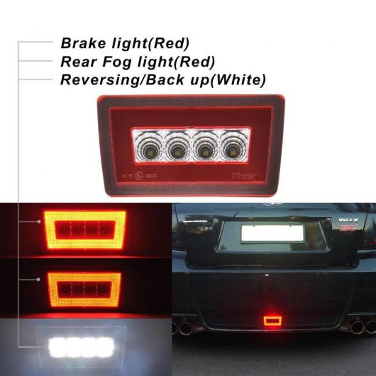 レッド+ホワイト レンズ 3in1 LED リア フォグライト ブレーキ ランプ リバース ライト 適用: スバル 2011-2018 WRX STI XV/インプレッサ GP AL-MM-5712 AL