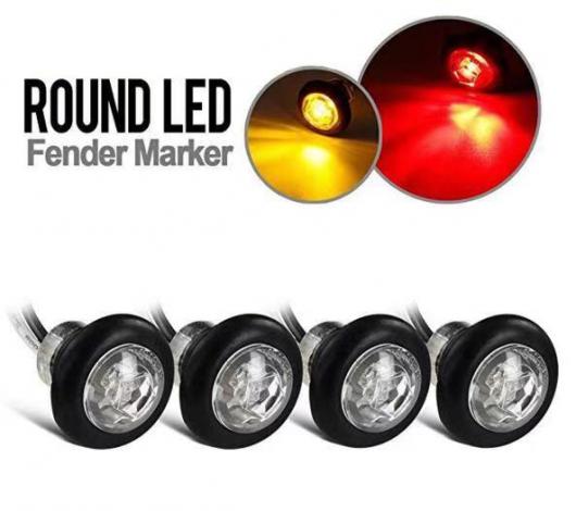 10ピース 3/4 23mm ラウンド LED サイド ライト 適用: トラック アンバー イエローレンズ〜ホワイト クリアレンズ AL-MM-5769 AL_7