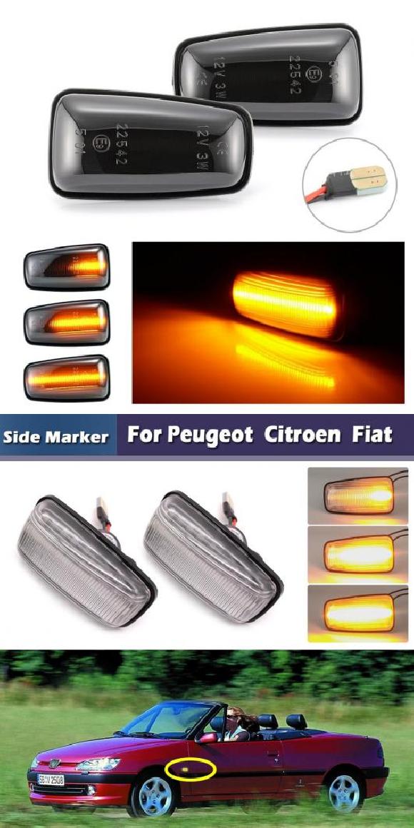 ダイナミック アンバー LED フロント サイドマーカー ライト 適用: プジョー/PEUGEOT 106 II 306 406 806 エキスパート スモーク・クリア AL-MM-5831 AL