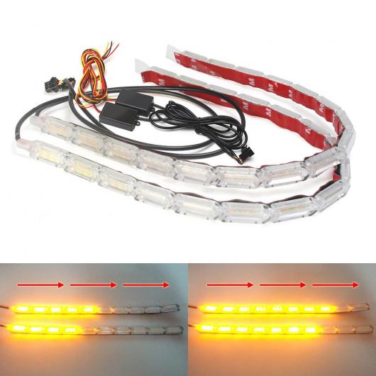 2ピース 防水 フレキシブル ユニバーサル LED DRL レッド イエロー・ホワイト イエロー 43cm 14LED AL-MM-8566 AL_7