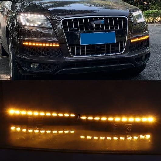 1ペア LED DRL ダイナミック イエロー ウインカー デイタイムランニングライト 適用: アウディ/AUDI Q7 2010 2011 ホワイト イエロー AL MM 8739 AL :504260090:オートパーツエージェンシー 4号店