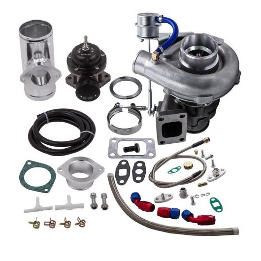 T04E ターボチャージャー 44 トリム 400+HP V バンド W/オイル リターン フィード ライン+BOV キット AL NN 3265 AL : 504384840 : オートパーツエージェンシー 4号店 66,726円