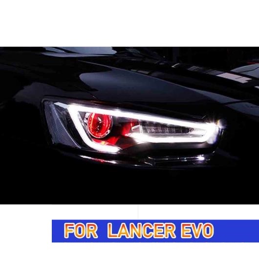 ヘッド ランプ 適用: 三菱 ランサー EX LED ヘッドライト 2009-2016 ローバルブ含まない イビルアイなし・デビル アイ AL-OO-8247 AL_6