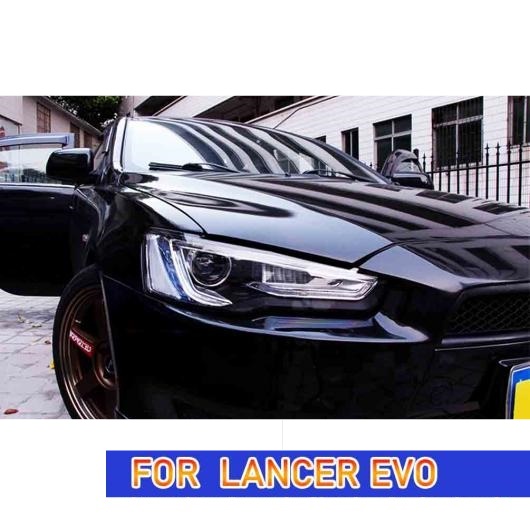 ヘッド ランプ 適用: 三菱 ランサー EX LED ヘッドライト 2009-2016 ローバルブ含まない イビルアイなし・デビル アイ AL-OO-8247 AL_4
