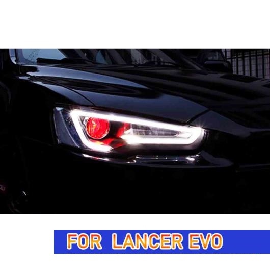 ヘッド ランプ 適用: 三菱 ランサー EX LED ヘッドライト 2009-2016 ローバルブ含まない イビルアイなし・デビル アイ AL-OO-8247 AL_7