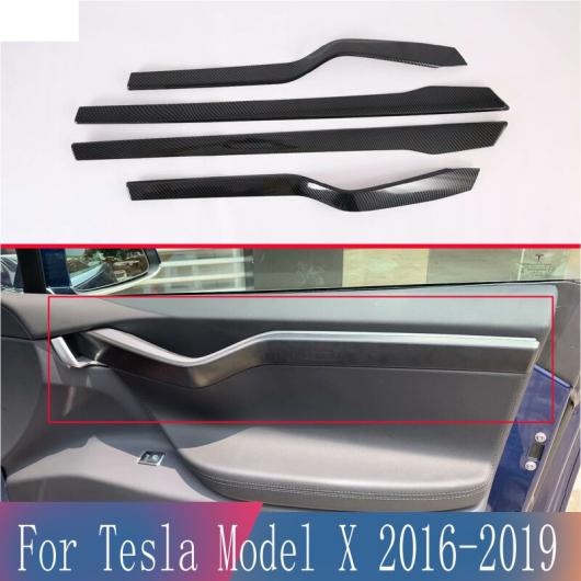 適用: テスラ/TESLA モデル X 2016 2017 2018 2019 カーボンファイバー調 インサイド ドア ガーニッシュ ボディ トリム アクセント AL-QQ-4768 AL