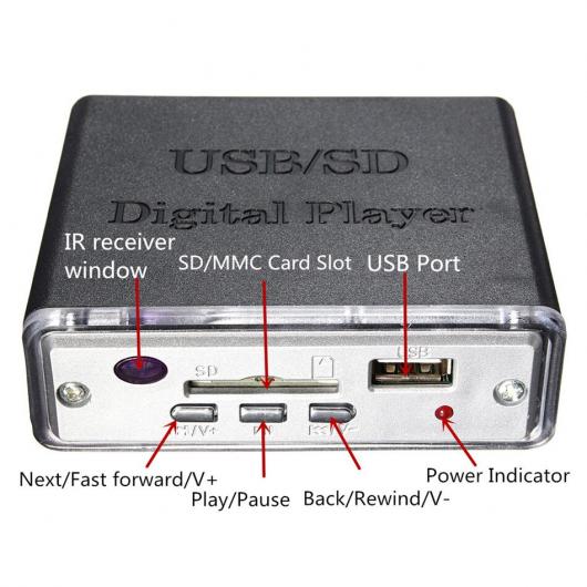12V ユニバーサル ミニ オートバイ ステレオ 増幅器 バス スピーカー LED USB/SD デジタル プレーヤー MP3 リモート コントローラー AL-RR-4911 AL_4