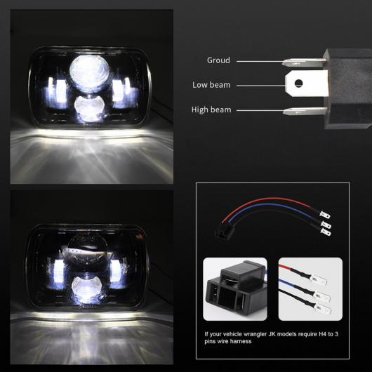300W 5X7インチ LED ヘッドライト 7X6 LED シールド ビーム ヘッドランプ ハイ ロー ビーム LED ヘッドライト 適用: トヨタ ピックアップ AL-RR-5267 AL_2