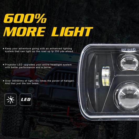 300W 5X7インチ LED ヘッドライト 7X6 LED シールド ビーム ヘッドランプ ハイ ロー ビーム LED ヘッドライト 適用: トヨタ ピックアップ AL-RR-5267 AL_5