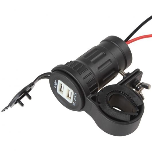 12-24V 防水 デュアル USB オートバイ ユニバーサル 電話 スタンド チャージャー ブルー LED ライト AL-RR-7443 AL