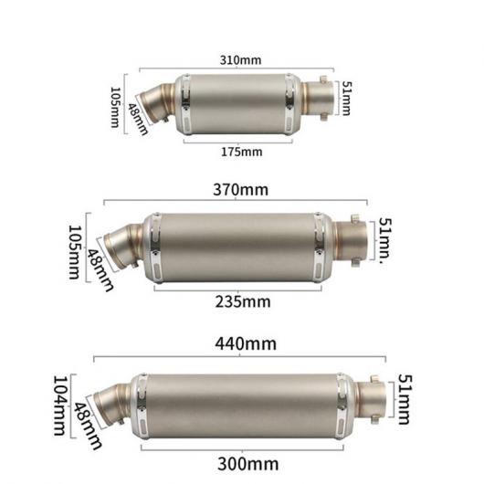 36-51mm ユニバーサル オートバイ エキゾースト マフラー パイプ エスケープ モト DB ピット バイク NVX BWS PCX125 GSR750 C-370mm AL-SS-0603 ALの画像