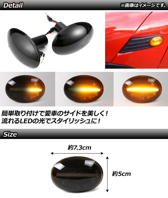 LED流れるサイドマーカー ミニ(BMW) R55,R56,R57,R58,R59,R60 2007年02月〜2015年05月 スモーク AP-LL178-SM 入数：1セット(2個)｜apagency4｜02