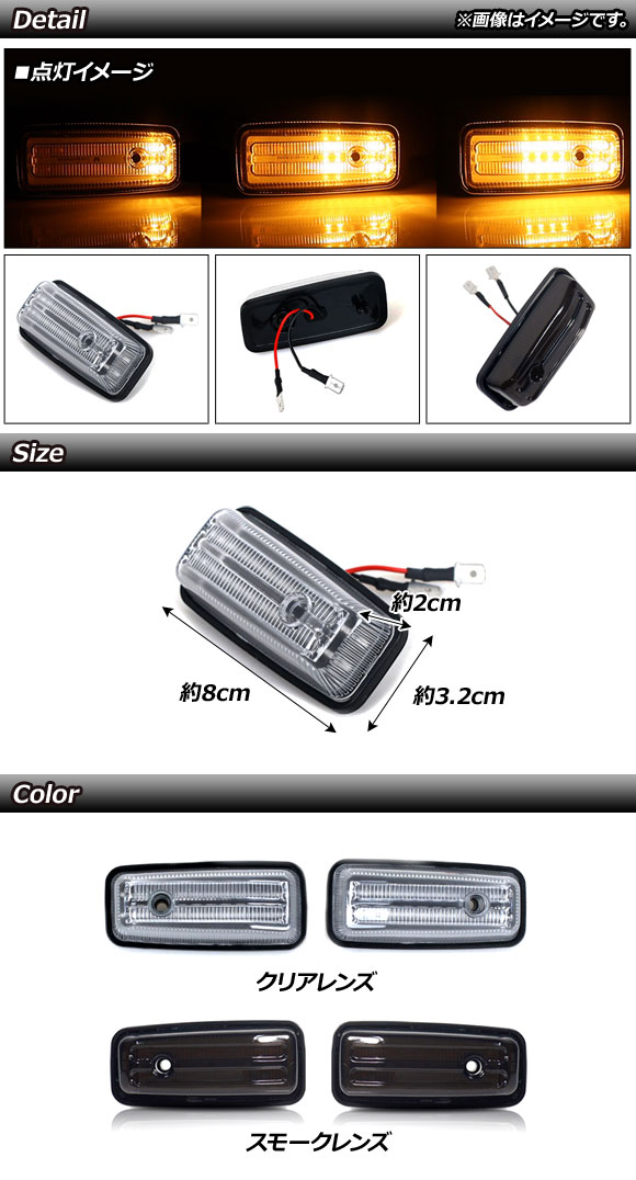 LED流れるサイドマーカー メルセデス・ベンツ Gクラス W463 G55，G63，G65，G500，G550 MC前 1994年〜2002年 スモークレンズ 18連 AP-LL390-SM 入数：1セット(左右)