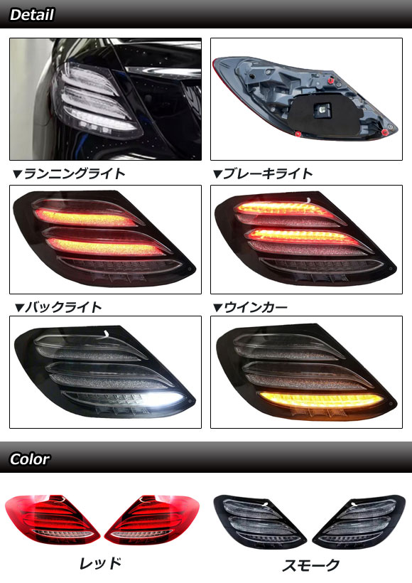 LEDテールランプ メルセデス・ベンツ Eクラス W213 前期 2016年07月〜2020年08月 レッド 入数：1セット(左右) AP-RF352-RDの画像