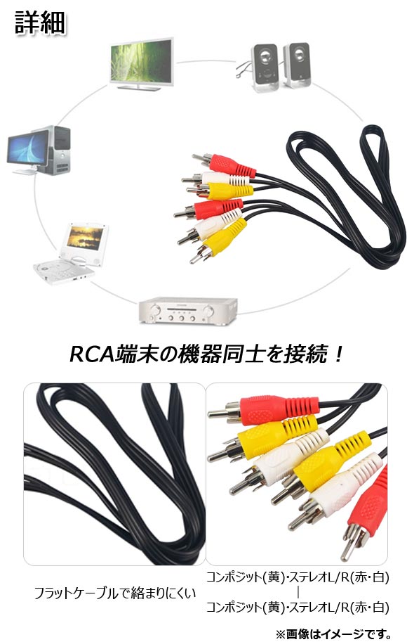 AP RCA接続ケーブル 20m 3RCA(オス)-3RCA(オス) 金メッキ AP-UJ0527