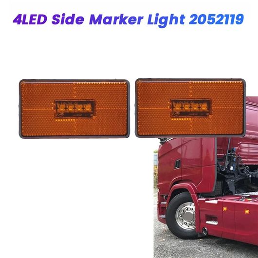 2ピース 24V トラック 4LED サイド マーカー ライト 2052119 適用: スカニア 5 6シリーズ P R CABS G T Sシリーズ トラック アンバー SR-AA-8907