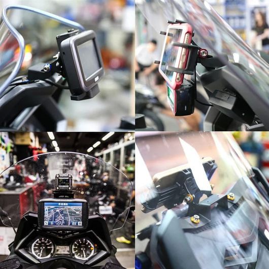 適用: TMAX 530 T-マックス 530 2012-2016 ウインドスクリーン ブラケット \u0026 電話 ホルダー 適用: オートバイ アクセサリー ブラック SR-CC-9555_1