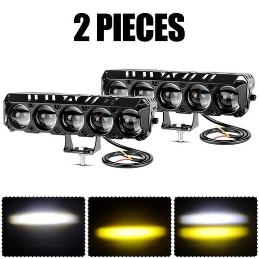 5 レンズ オートバイ 28W 3570 LED スポットライト ホワイト イエロー ハイ ロー ビーム ヘッドライト 補助 ドライビング ランプ 2ピース…