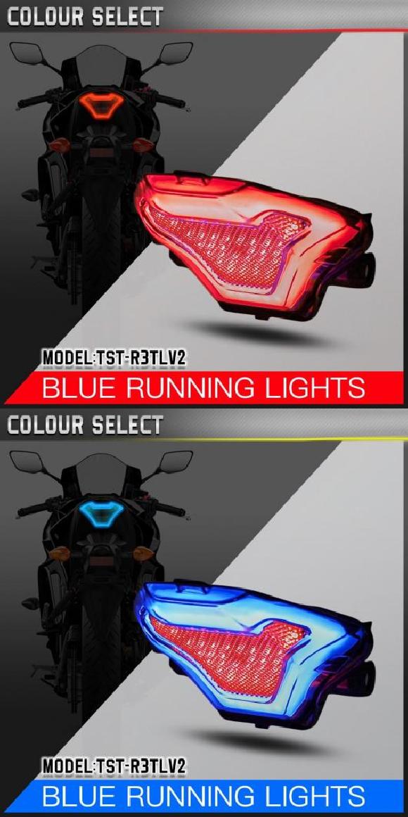 オートバイ ブレーキ ライト テール ランプ LED ウィンカー 適用: ヤマハ YZF R3 R25 Y15ZR MT07 FZ07 LC150 レッド レッド・ブルー AL-R…