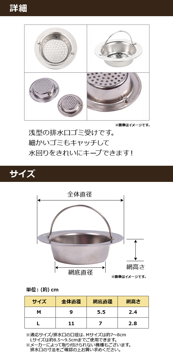 AP 排水口ゴミ受け 浅型/パンチング穴タイプ...の詳細画像1