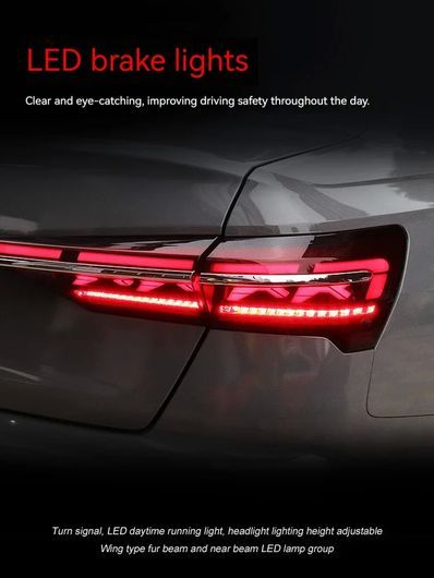 適用: アウディ/AUDI A6 A6L C8 テールライト 2018-2021 LED テール ランプ ダイナミック ターンシグナルライト テールライト レッド 1セ…_2