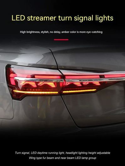 適用: アウディ/AUDI A6 A6L C8 テールライト 2018-2021 LED テール ランプ ダイナミック ターンシグナルライト テールライト レッド 1セ…_3