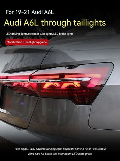 適用: アウディ/AUDI A6 A6L C8 テールライト 2018-2021 LED テール ランプ ダイナミック ターンシグナルライト テールライト レッド 1セ…_4