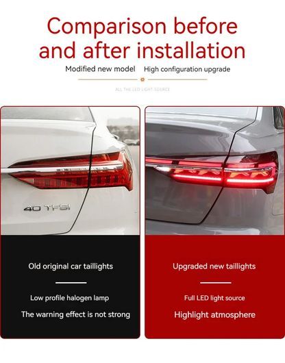 適用: アウディ/AUDI A6 A6L C8 テールライト 2018-2021 LED テール ランプ ダイナミック ターンシグナルライト テールライト レッド 1セ…_5