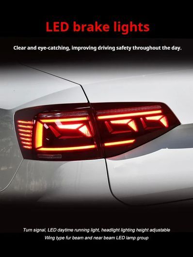 当てはめる: VW ジェッタ サギター テールランプ 2015-2018 ジェッタ LED 尻っ方 照明ランプ 活動的 ターンシグナルライト 赤いこと・噴煙 …
