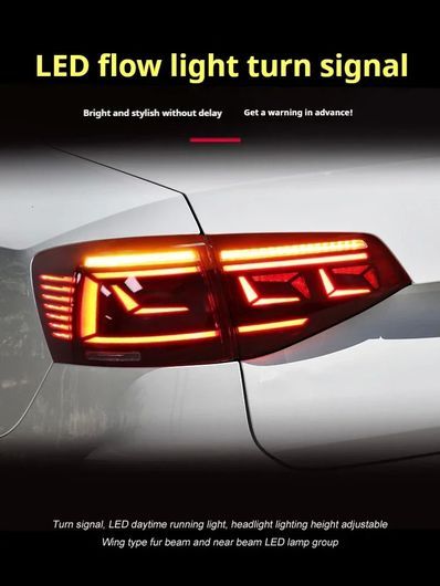 当てはめる: VW ジェッタ サギター テールランプ 2015-2018 ジェッタ LED 尻っ方 照明ランプ 活動的 ターンシグナルライト 赤いこと・噴煙 …
